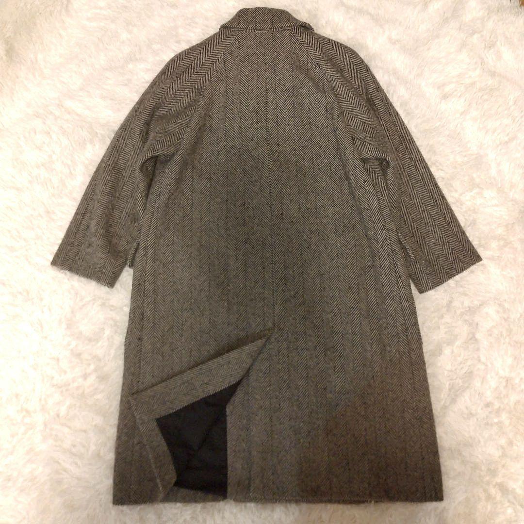 マーガレットハウエル ツイード ヘリンボーン ロングコート ブラック×ベージュ