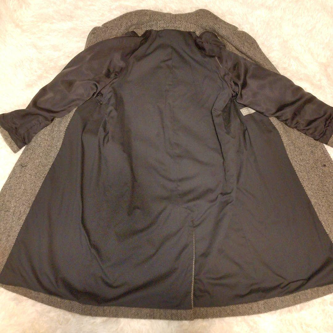 マーガレットハウエル ツイード ヘリンボーン ロングコート ブラック×ベージュ