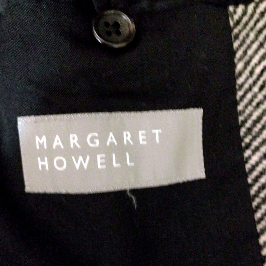 マーガレットハウエル ツイード ヘリンボーン ロングコート ブラック×ベージュ