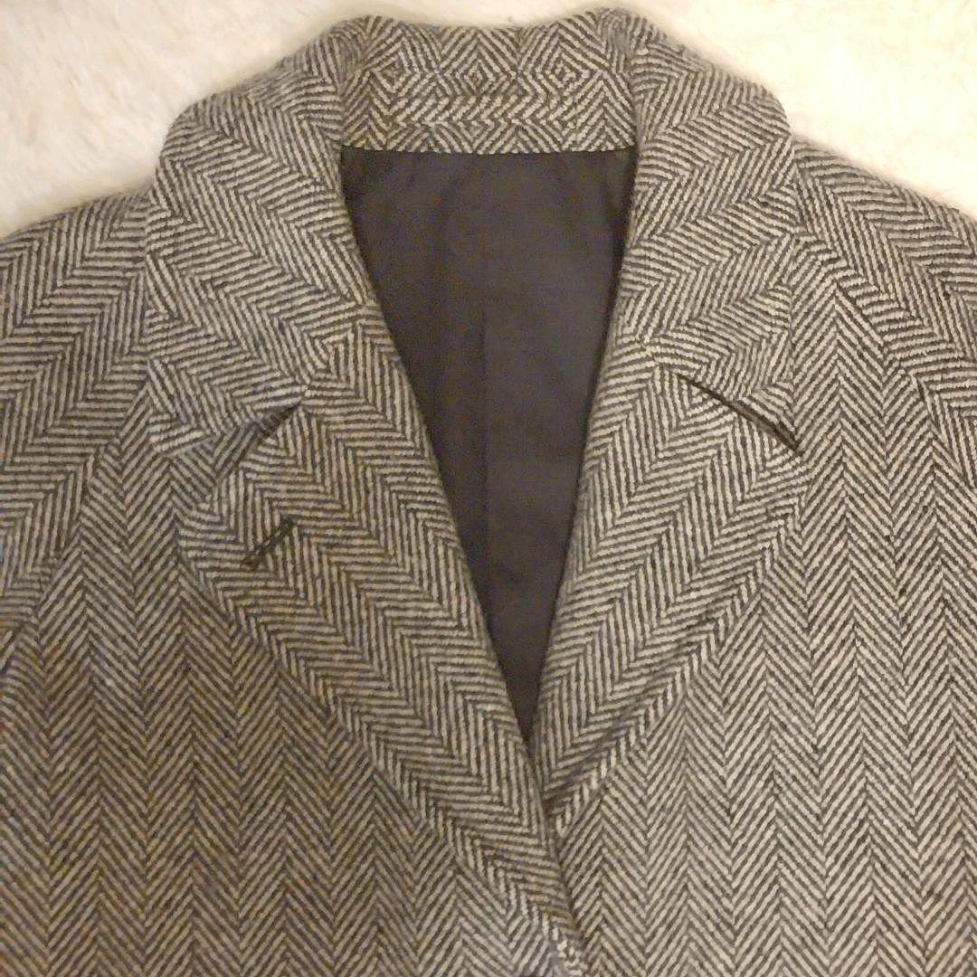 マーガレットハウエル ツイード ヘリンボーン ロングコート ブラック×ベージュ