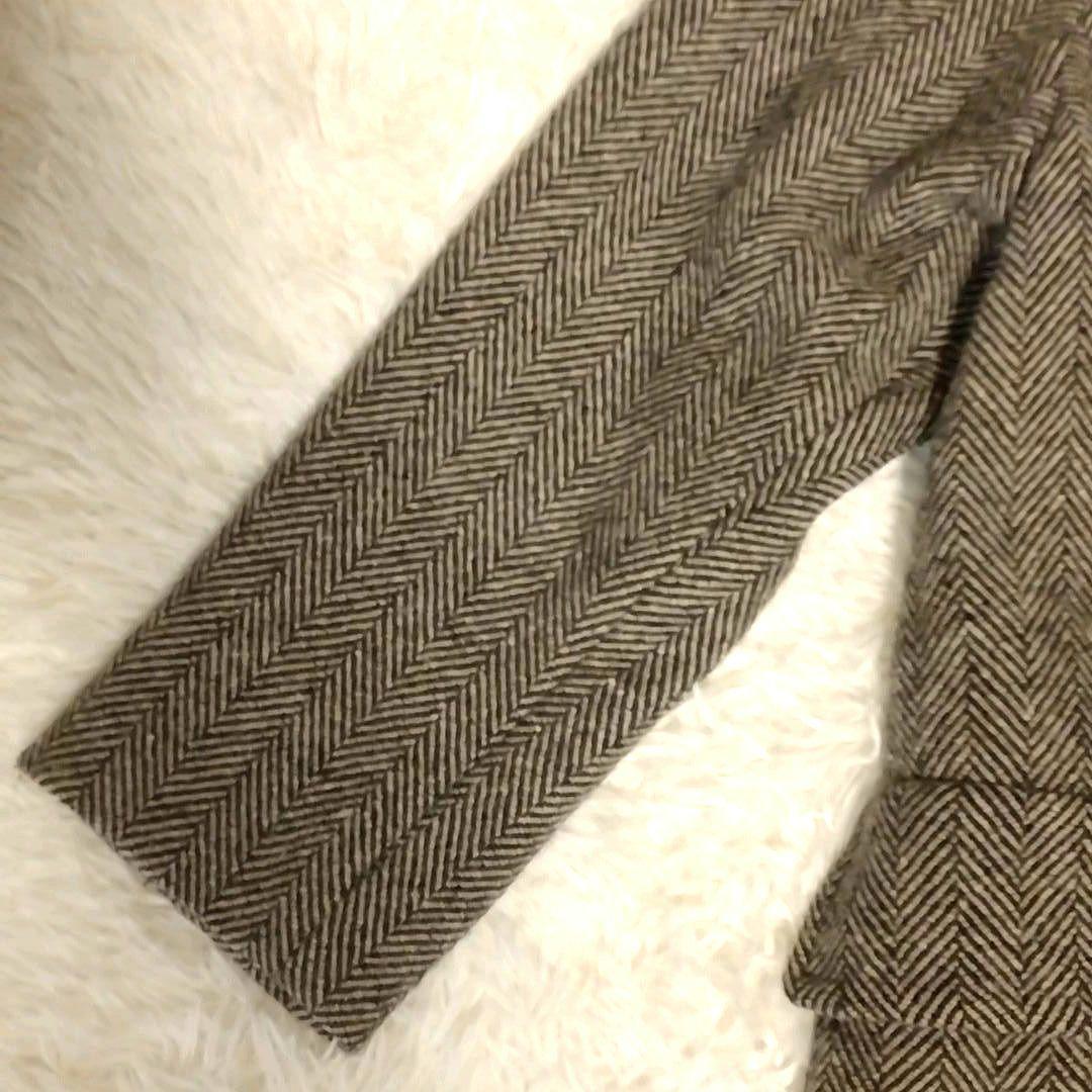 マーガレットハウエル ツイード ヘリンボーン ロングコート ブラック×ベージュ