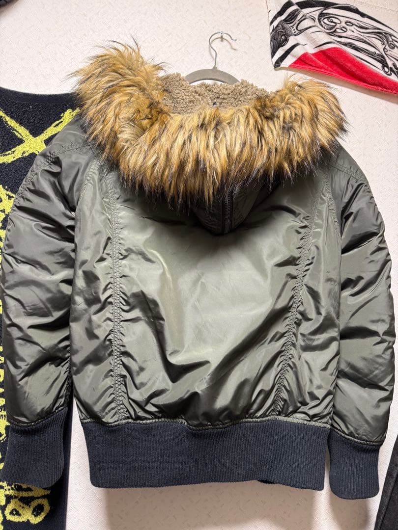 DIESEL オリーブグリーン ミリタリージャケット ファー付き