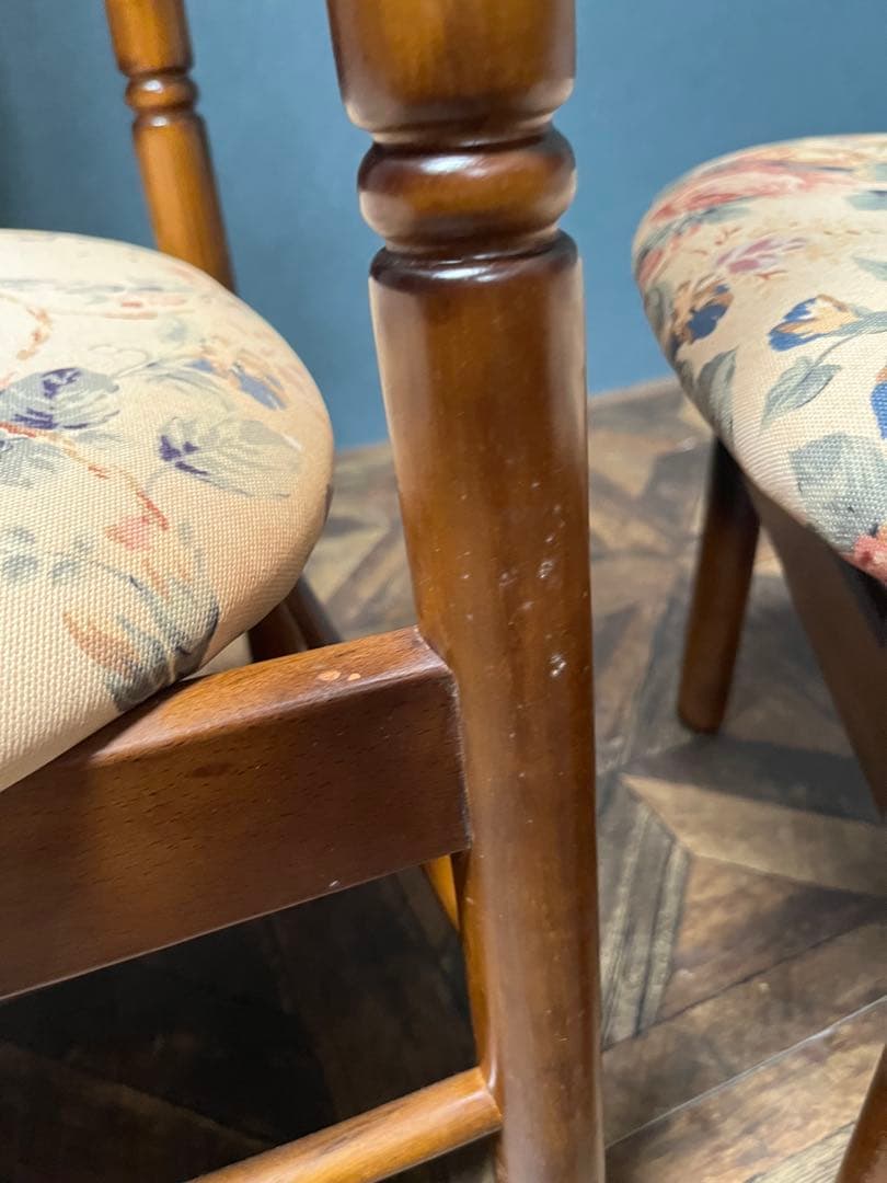カリモク ダイニングチェア ② 花柄 椅子 セット インテリア 昭和レトロ