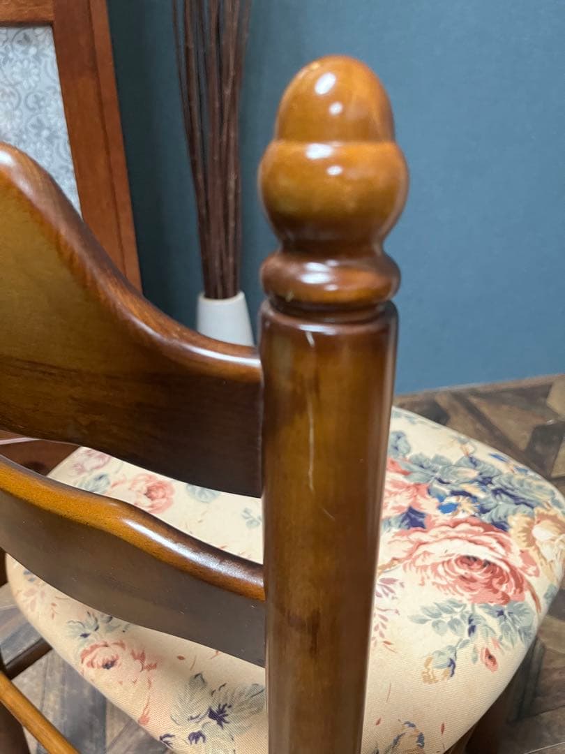 カリモク ダイニングチェア ② 花柄 椅子 セット インテリア 昭和レトロ