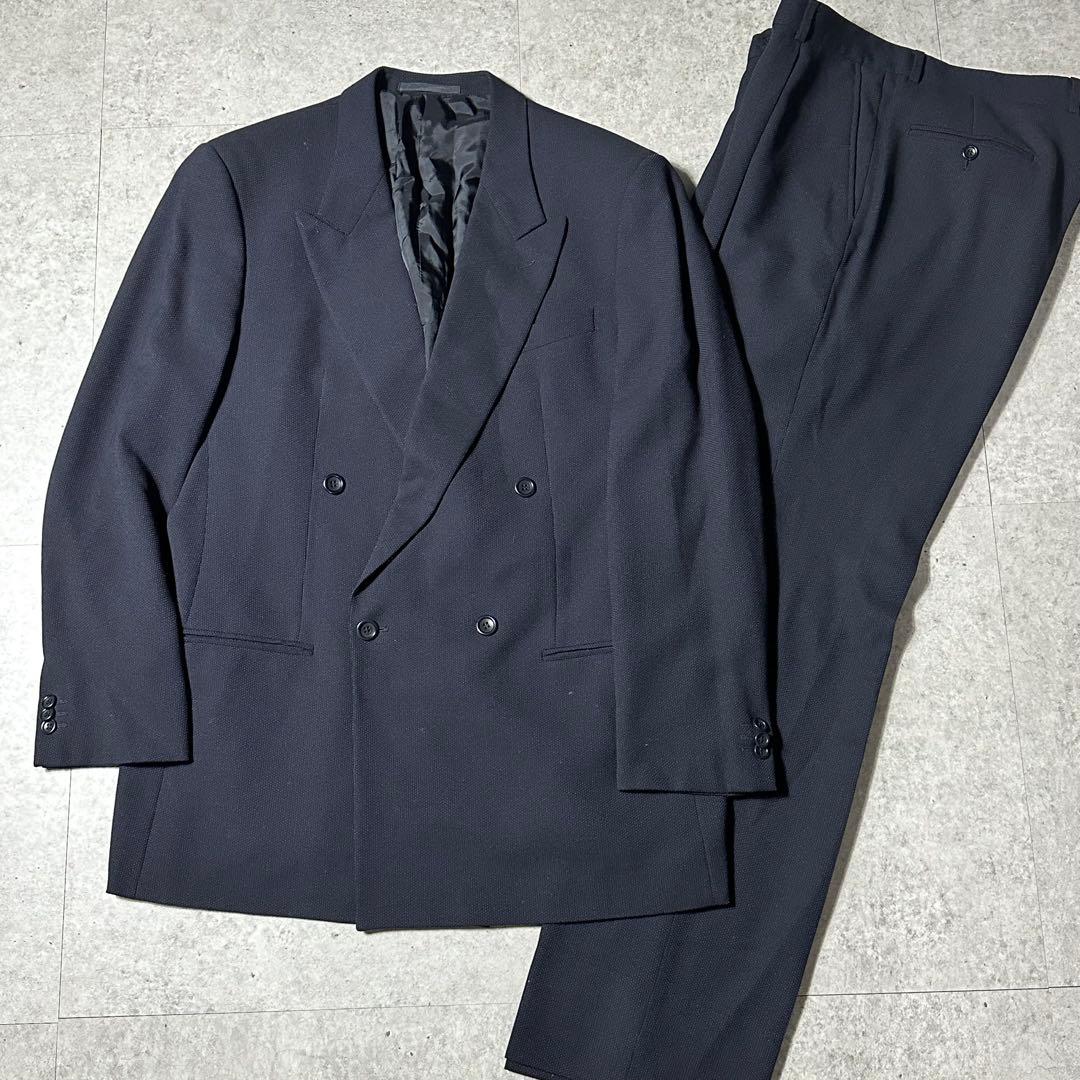 ARMANI COLLEZIONI ダブル ウールセットアップ ドット柄 黒