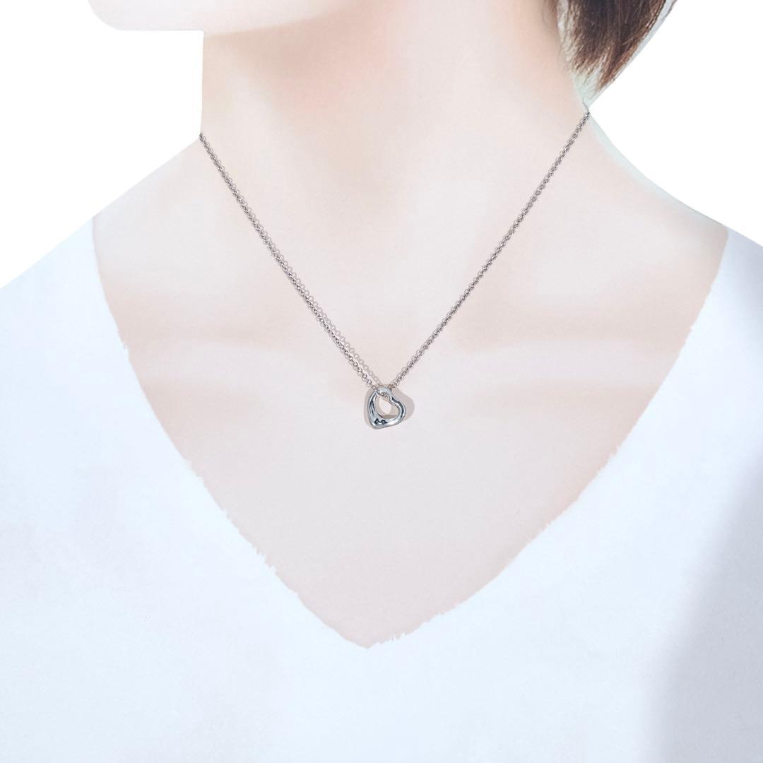 【光沢艶感仕上げ】　ティファニー オープンハート シルバー ネックレス xs