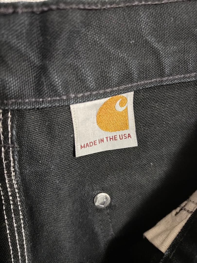 カーハート　ダック生地　ダブルニーブラックパンツ