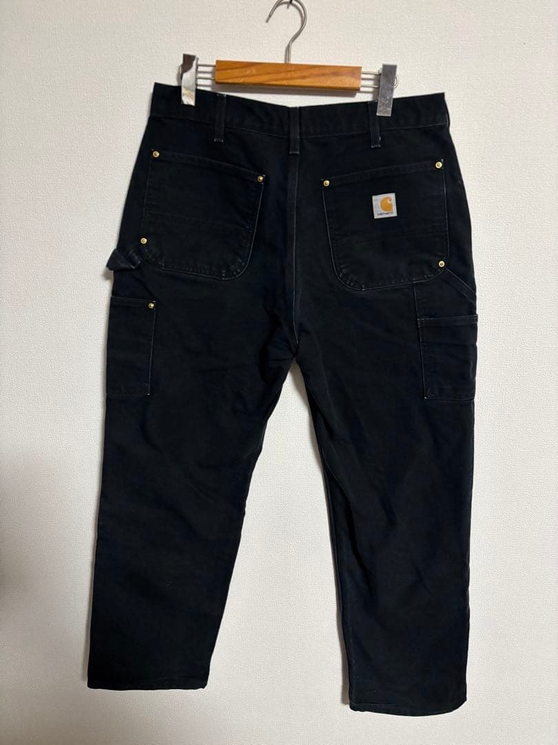 カーハート　ダック生地　ダブルニーブラックパンツ