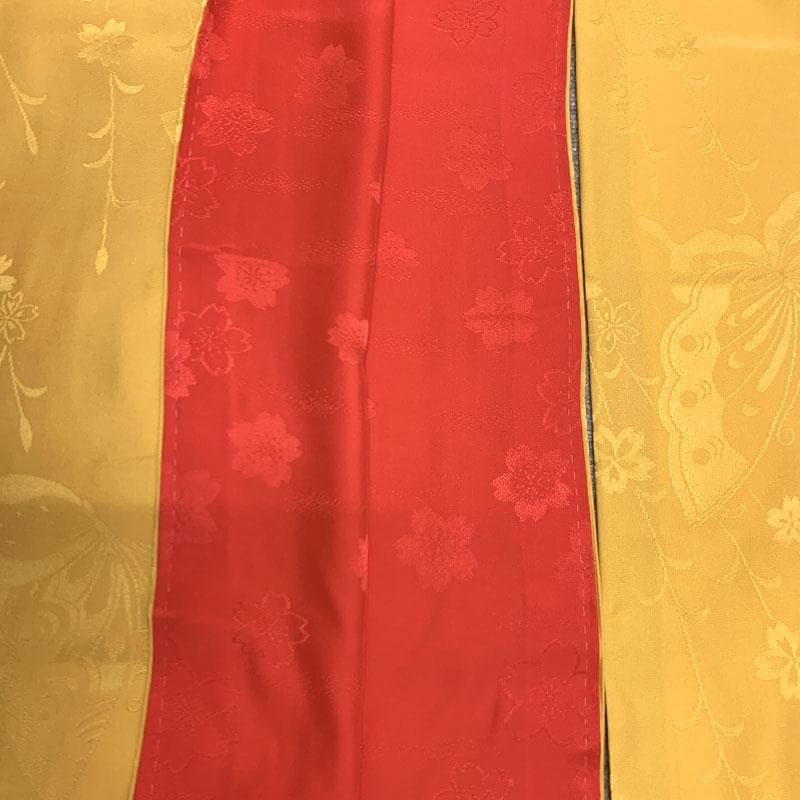 511u4〇振袖用長襦袢 /裄68.5袖丈113/半衿付 濃い辛子色〇美品