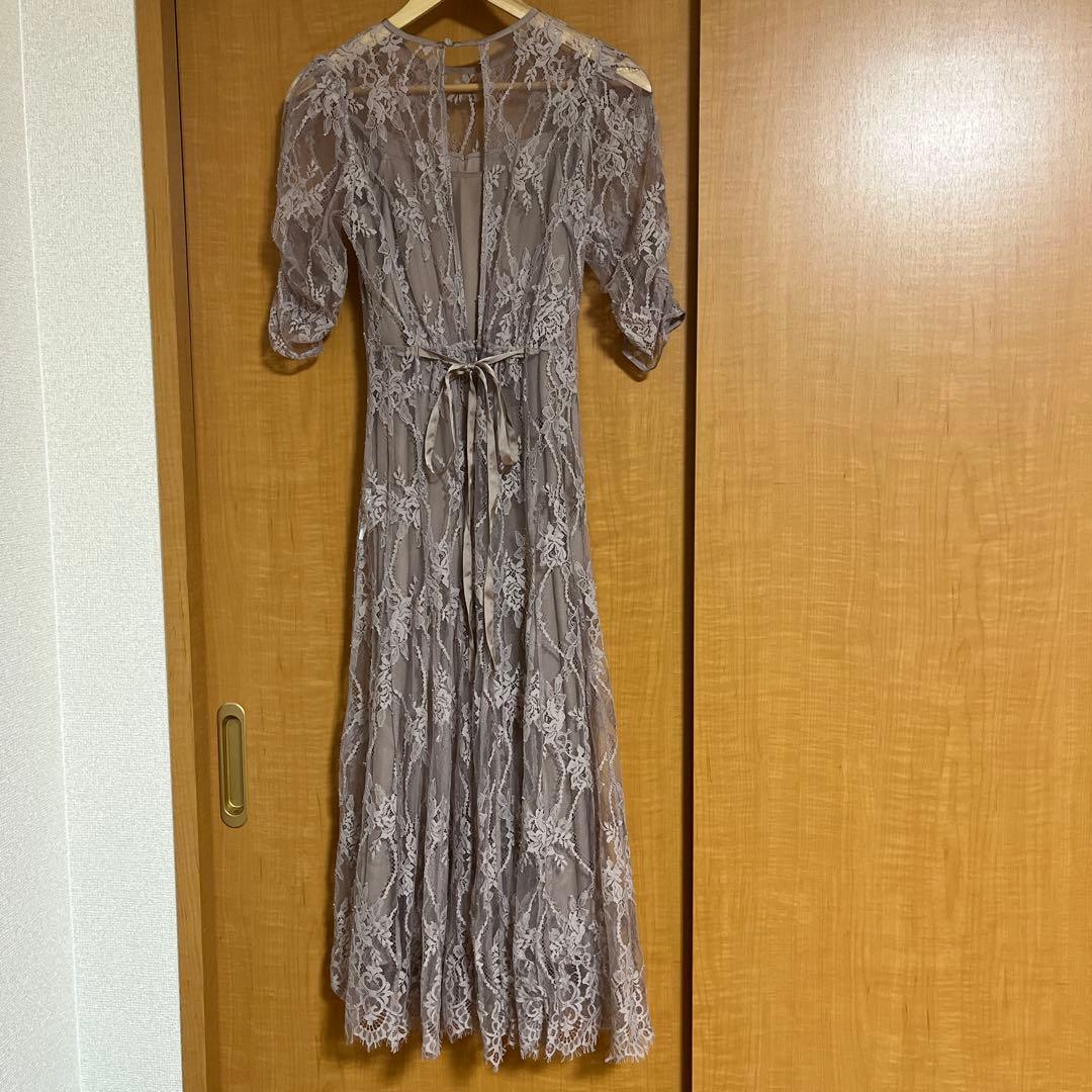 スナイデル バックデザインレースオケワンピース　オケージョンドレス　モカ　ピンク