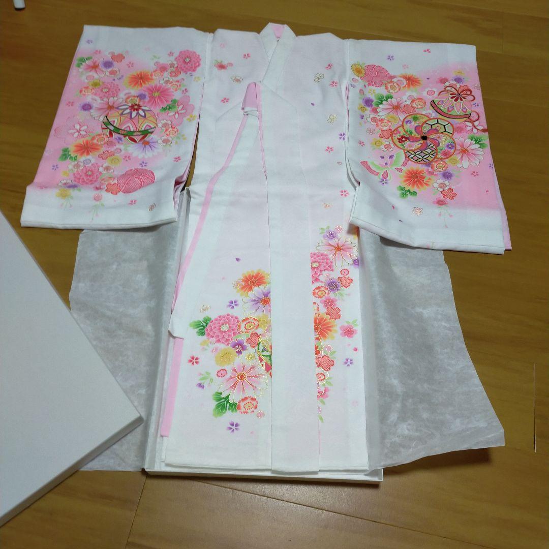 産着お宮参り着物 ピンク花柄