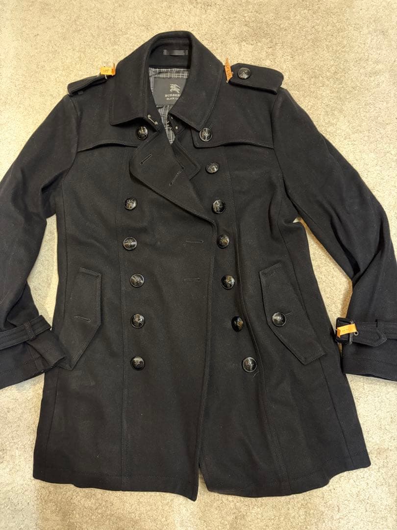 BURBERRY BLACK LABEL　メルトンウール Pコート カシミヤ