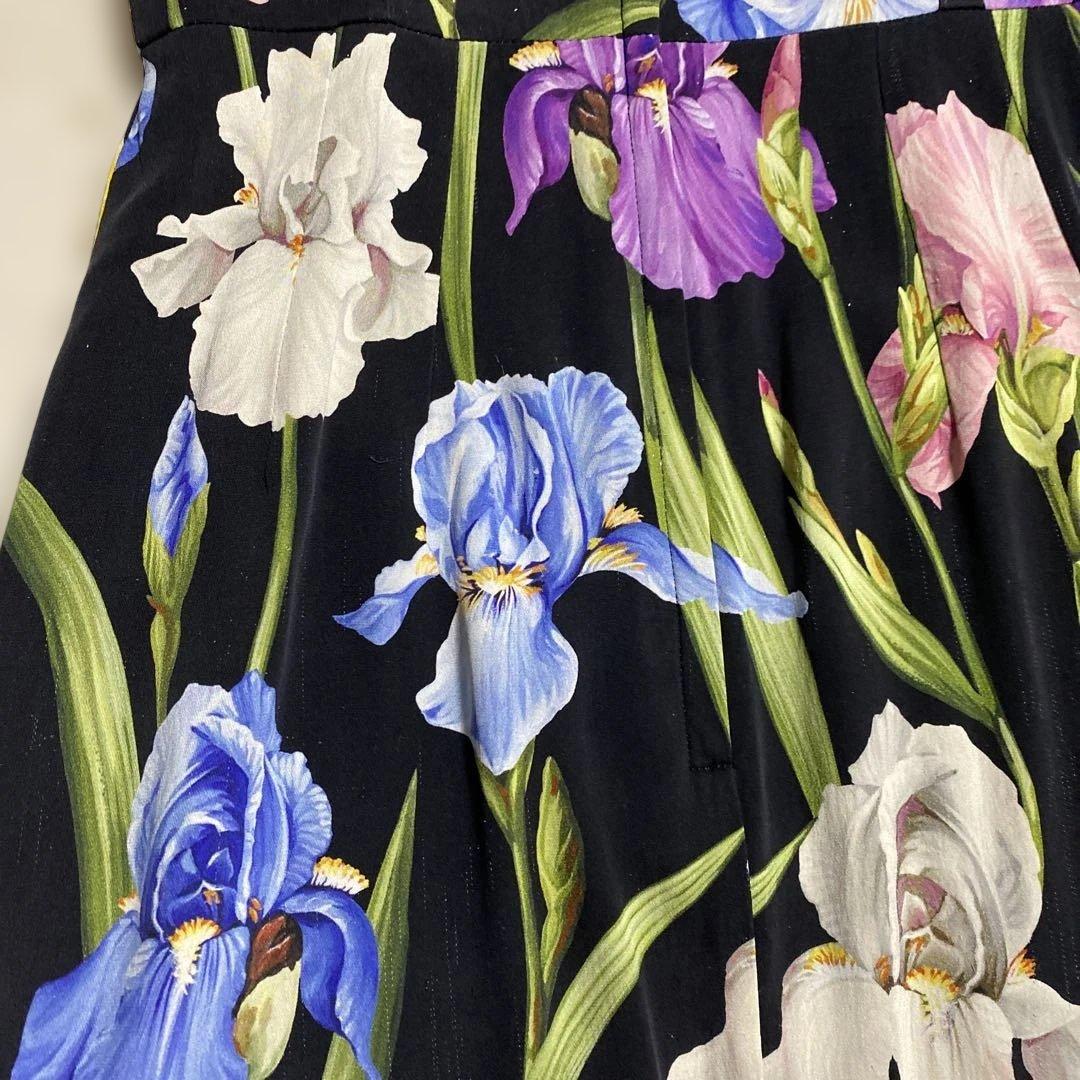 DOLCE &GABBANA アイリス花柄 長袖ロングドレス イタリア製