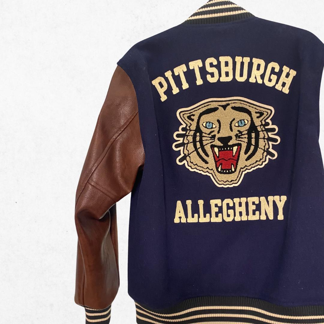 【専用】HOUSTON スタジャン メルトン×レザー Mサイズ 美品 ネイビー