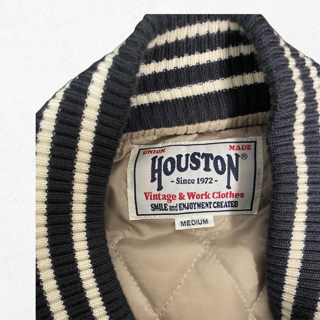 【専用】HOUSTON スタジャン メルトン×レザー Mサイズ 美品 ネイビー