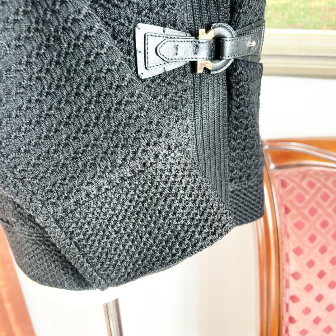 美品　サルバトーレフェラガモ ウール　本革　ニット　ジャケット　ガンチーニ