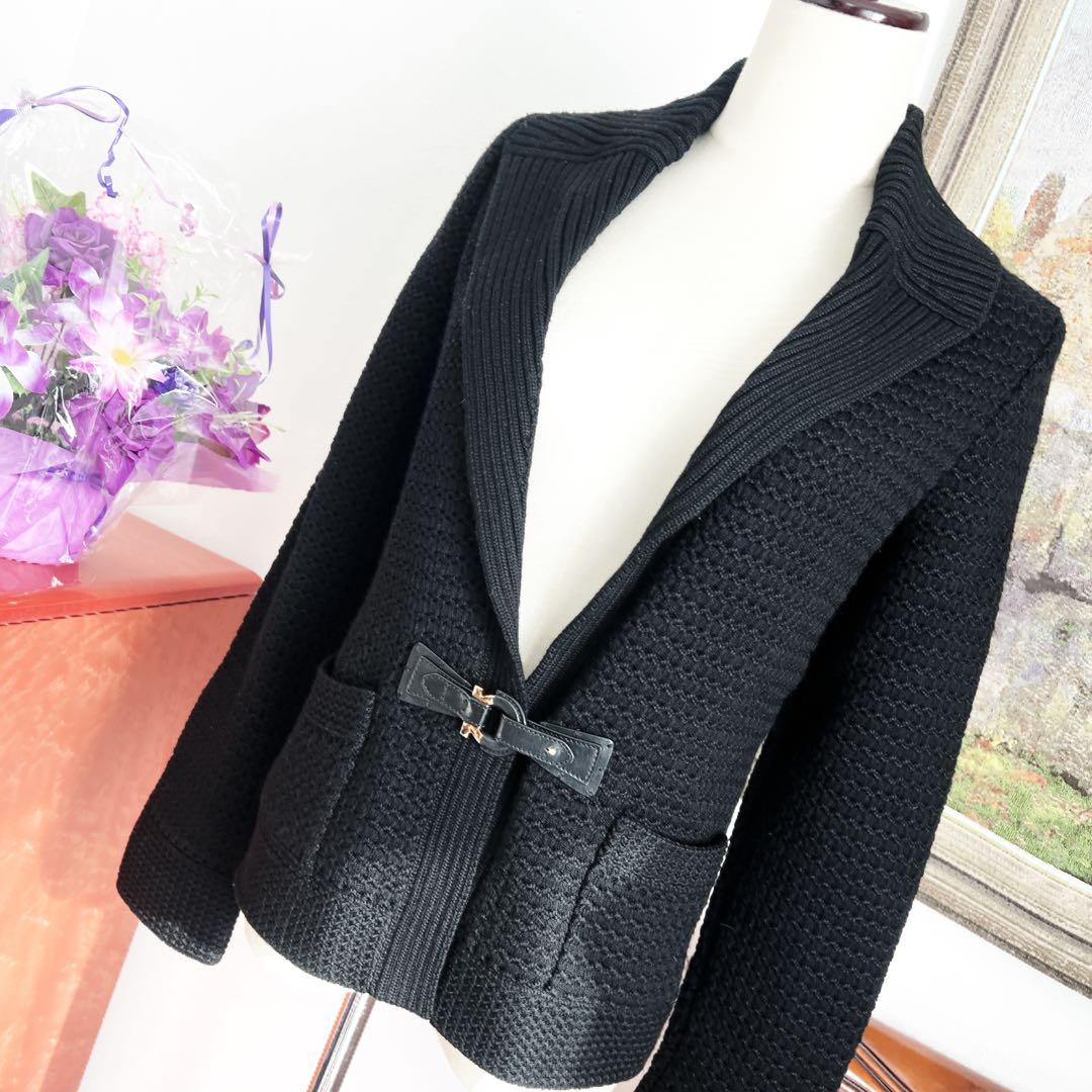 美品　サルバトーレフェラガモ ウール　本革　ニット　ジャケット　ガンチーニ