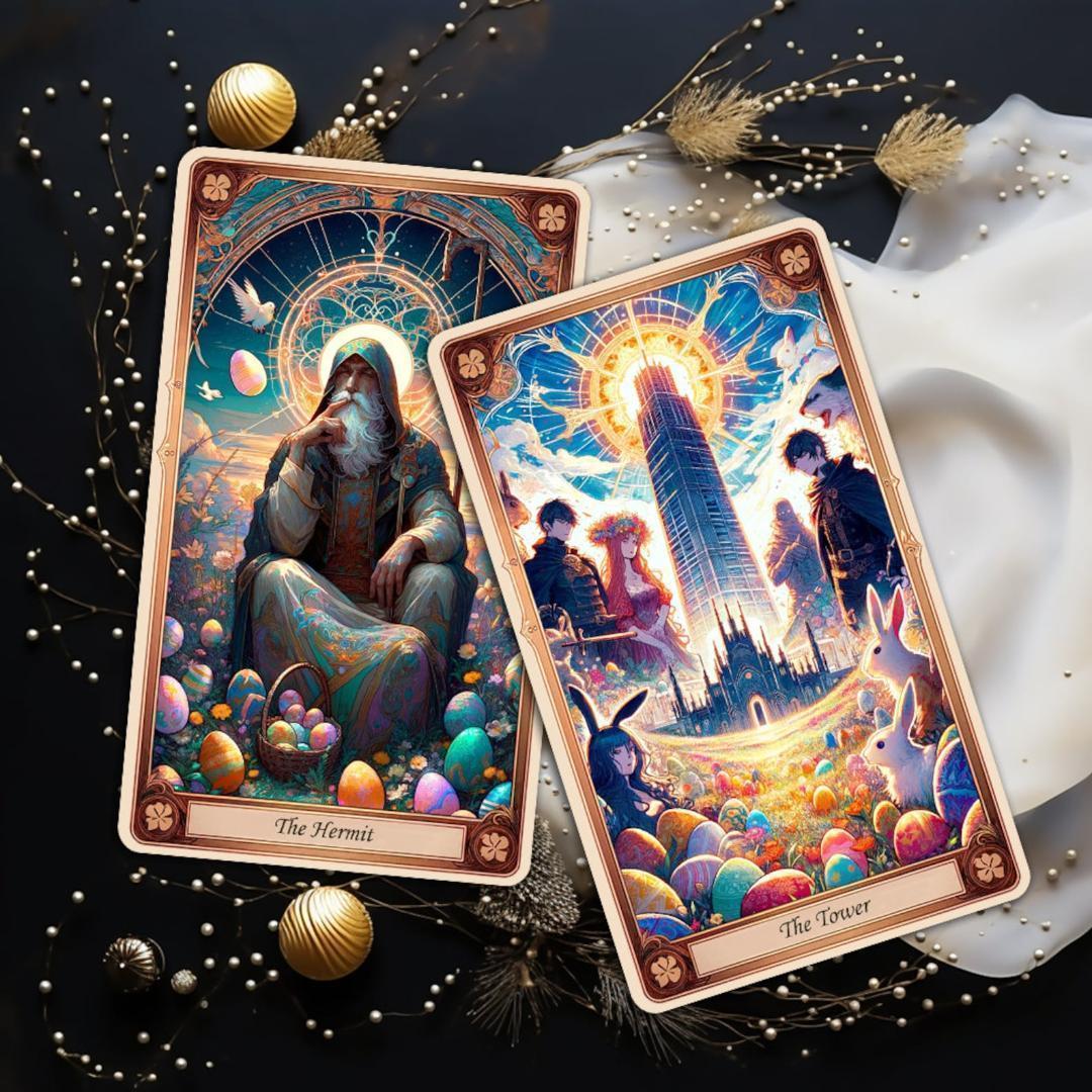 【正規品タロットカード】入手困難なデッキ✨うさぎ＆カラフル卵 イースタータロット