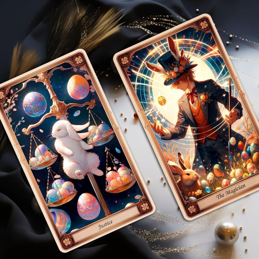 【正規品タロットカード】入手困難なデッキ✨うさぎ＆カラフル卵 イースタータロット
