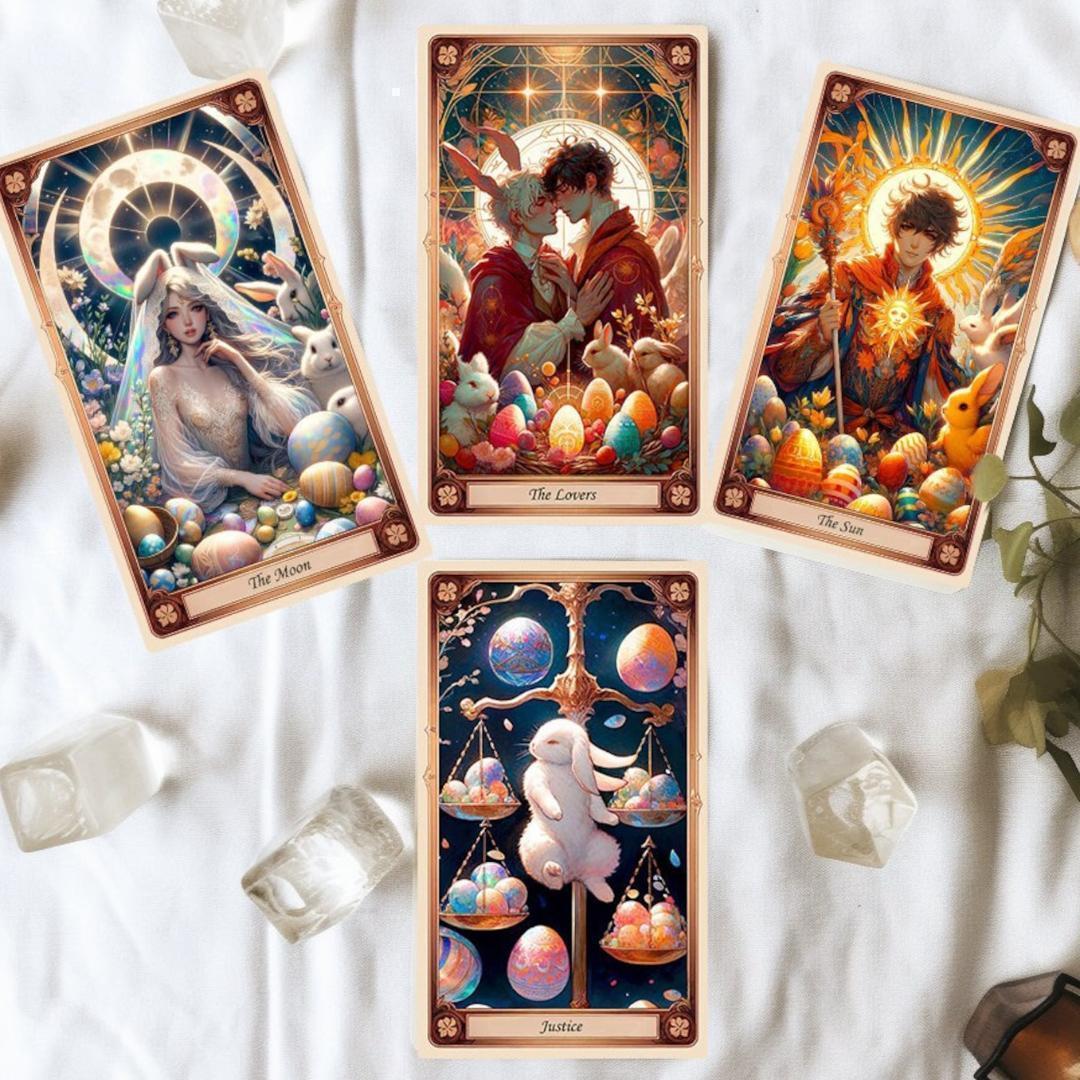 【正規品タロットカード】入手困難なデッキ✨うさぎ＆カラフル卵 イースタータロット