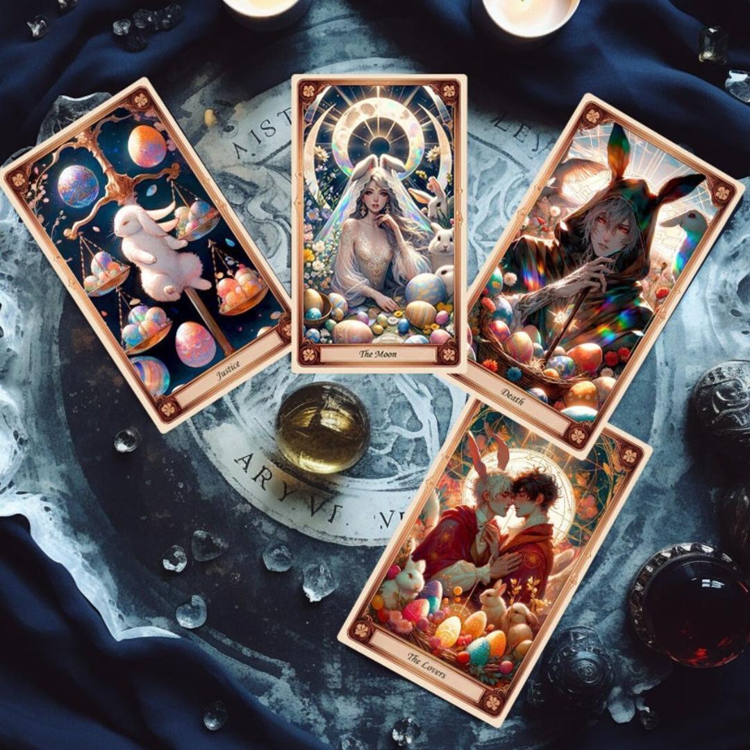 【正規品タロットカード】入手困難なデッキ✨うさぎ＆カラフル卵 イースタータロット