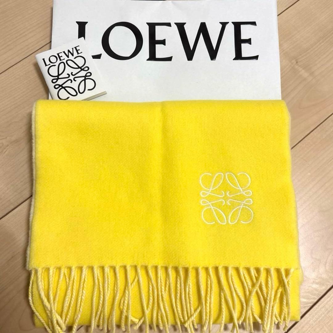 美品★ロエベ 28×180 リバーシブルマフラー　カシミヤ ウール アナグラム