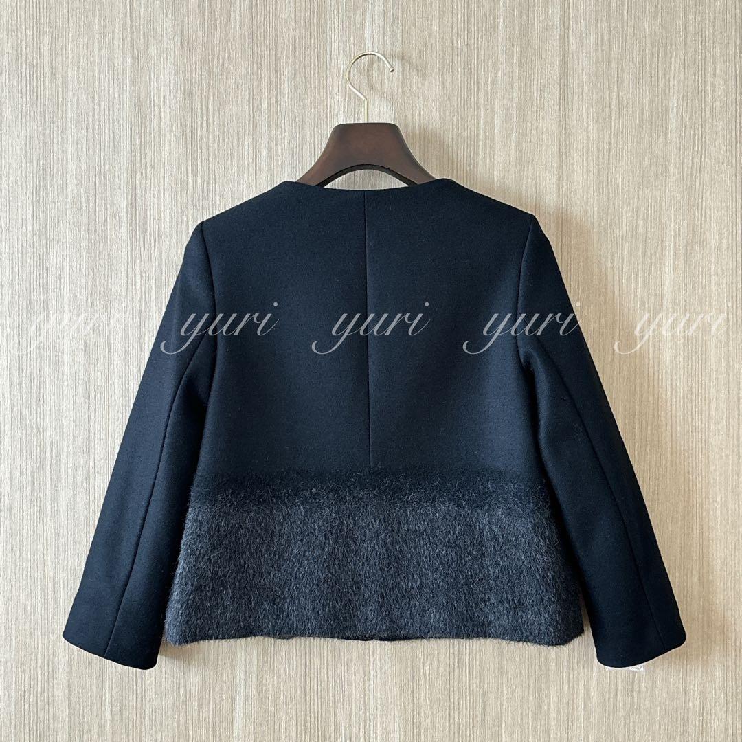 【1019】アナイ　アルパカシャギー切替ジャケット　黒　36　A