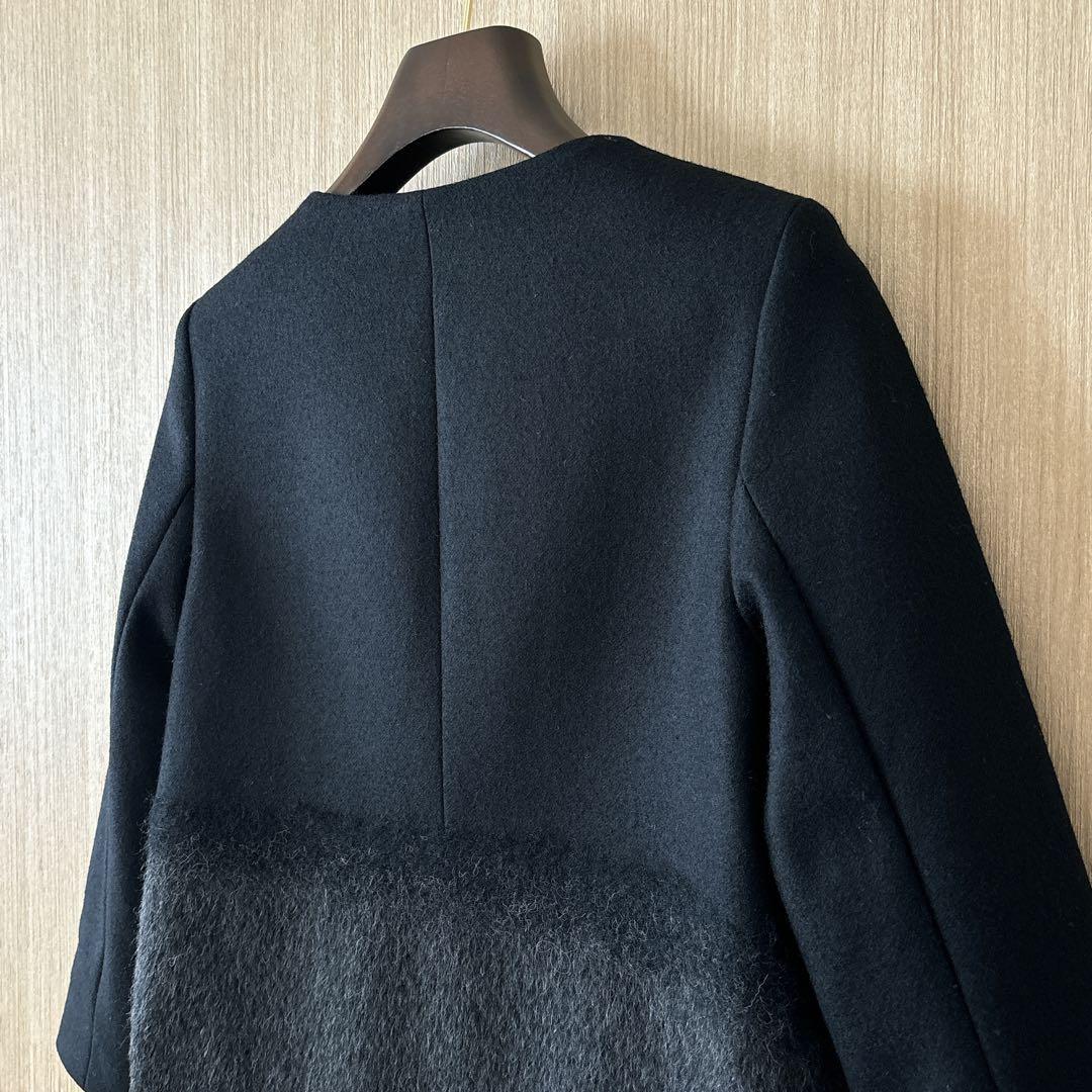 【1019】アナイ　アルパカシャギー切替ジャケット　黒　36　A