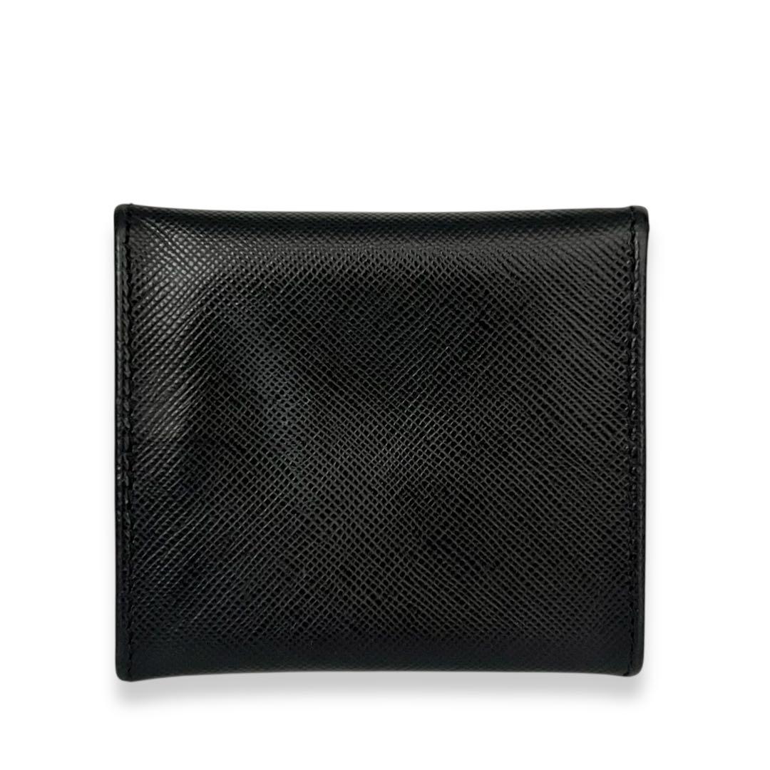 【美品】プラダ　三角プレート　サフィアーノレザー　　ケース　ブラック950