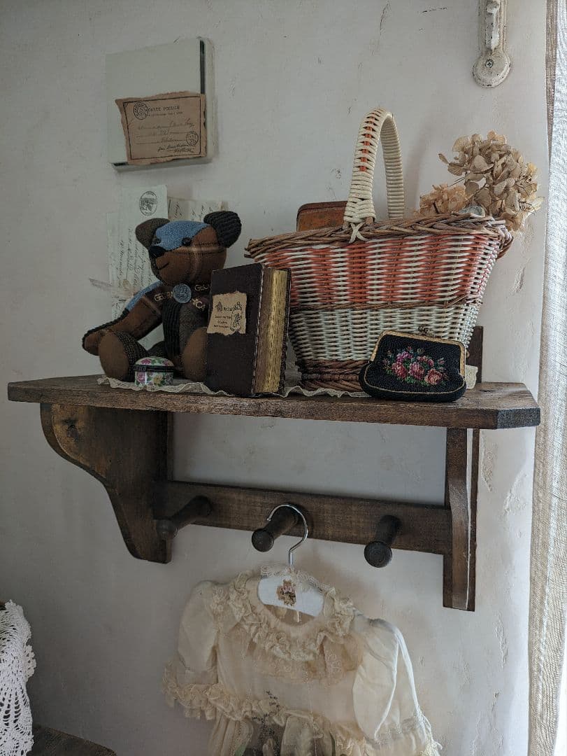 アンティーク　ウォールシェルフ　ウォールフック