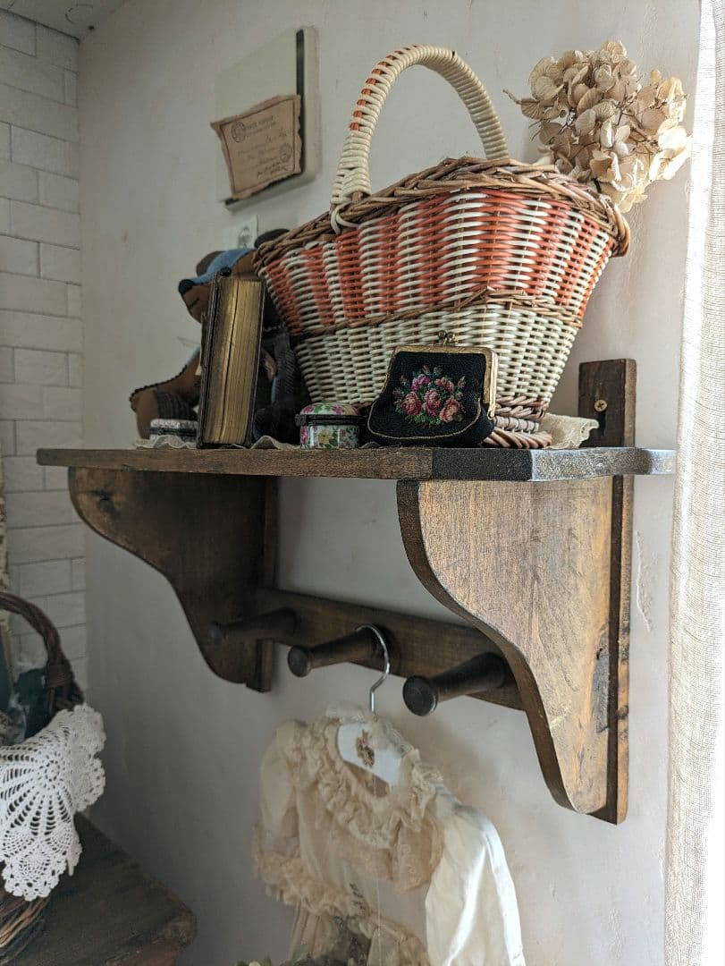 アンティーク　ウォールシェルフ　ウォールフック