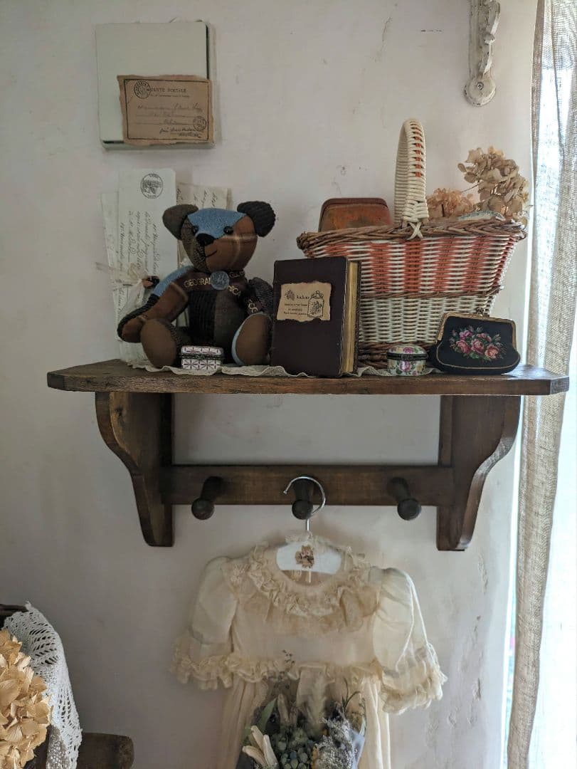 アンティーク　ウォールシェルフ　ウォールフック