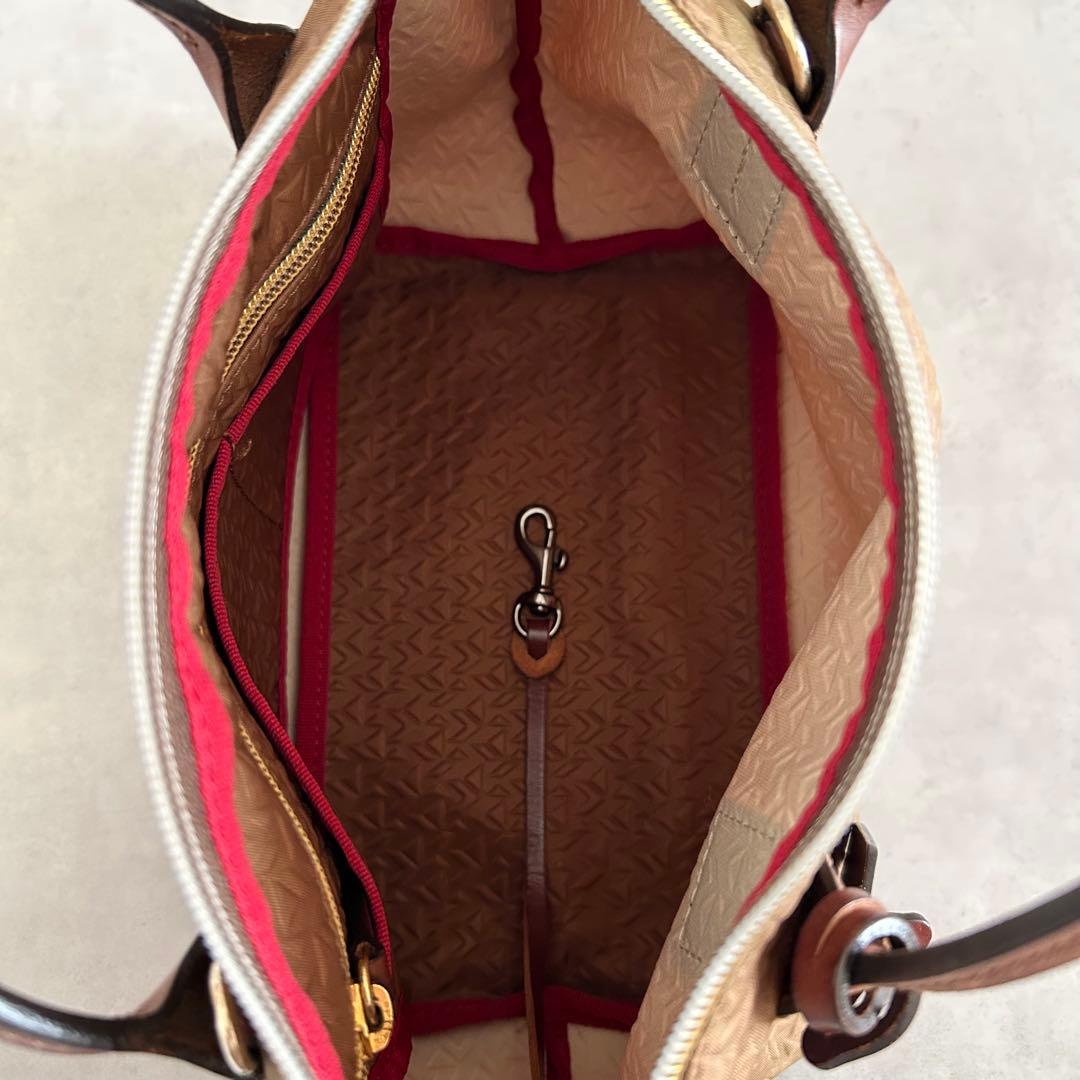 希少カラー美品ロベルタピエリ タタミMINI DUFFLEトートバッグエンボス