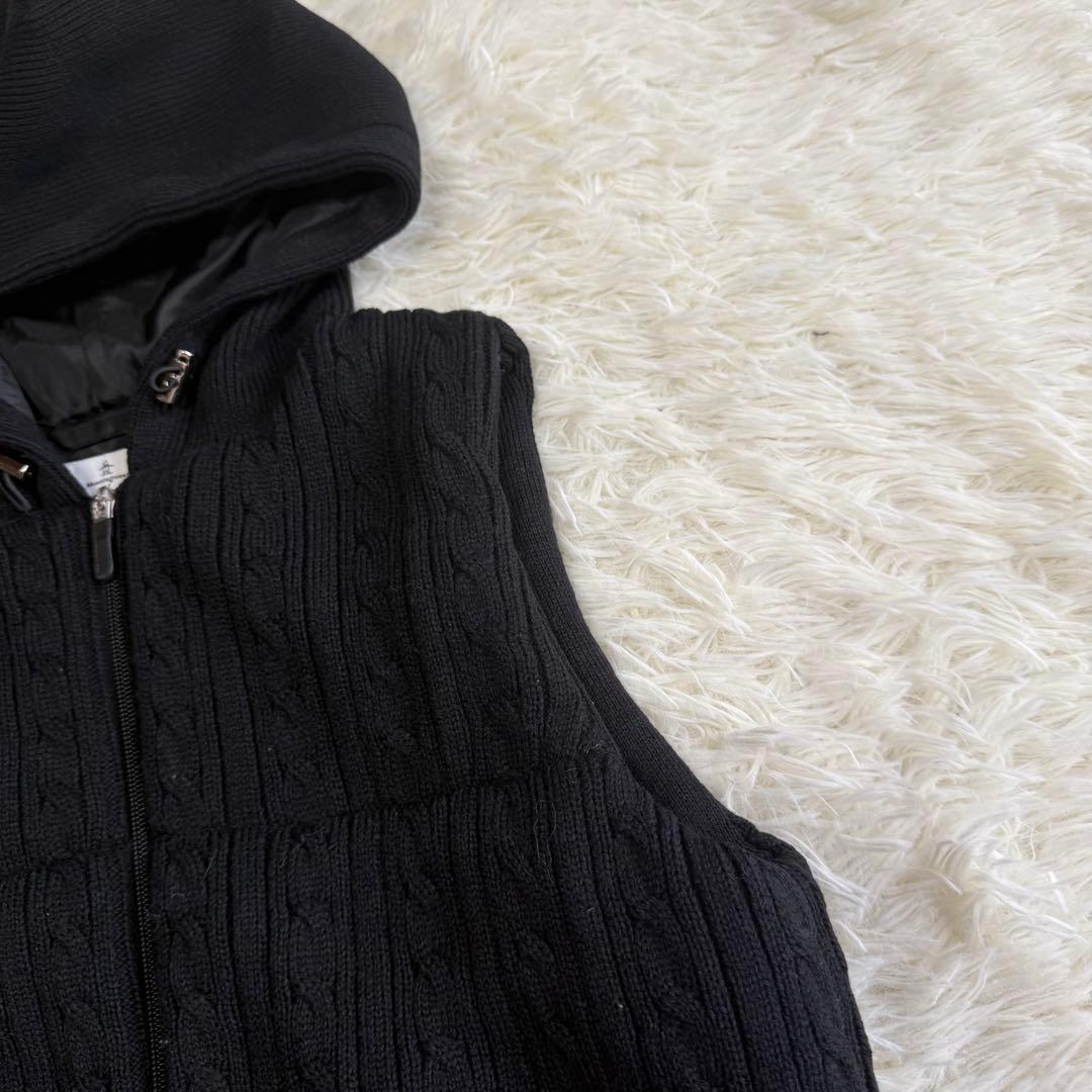 【マンシングウェア】美品 中綿ベスト ブラック ケーブルニットM レディース