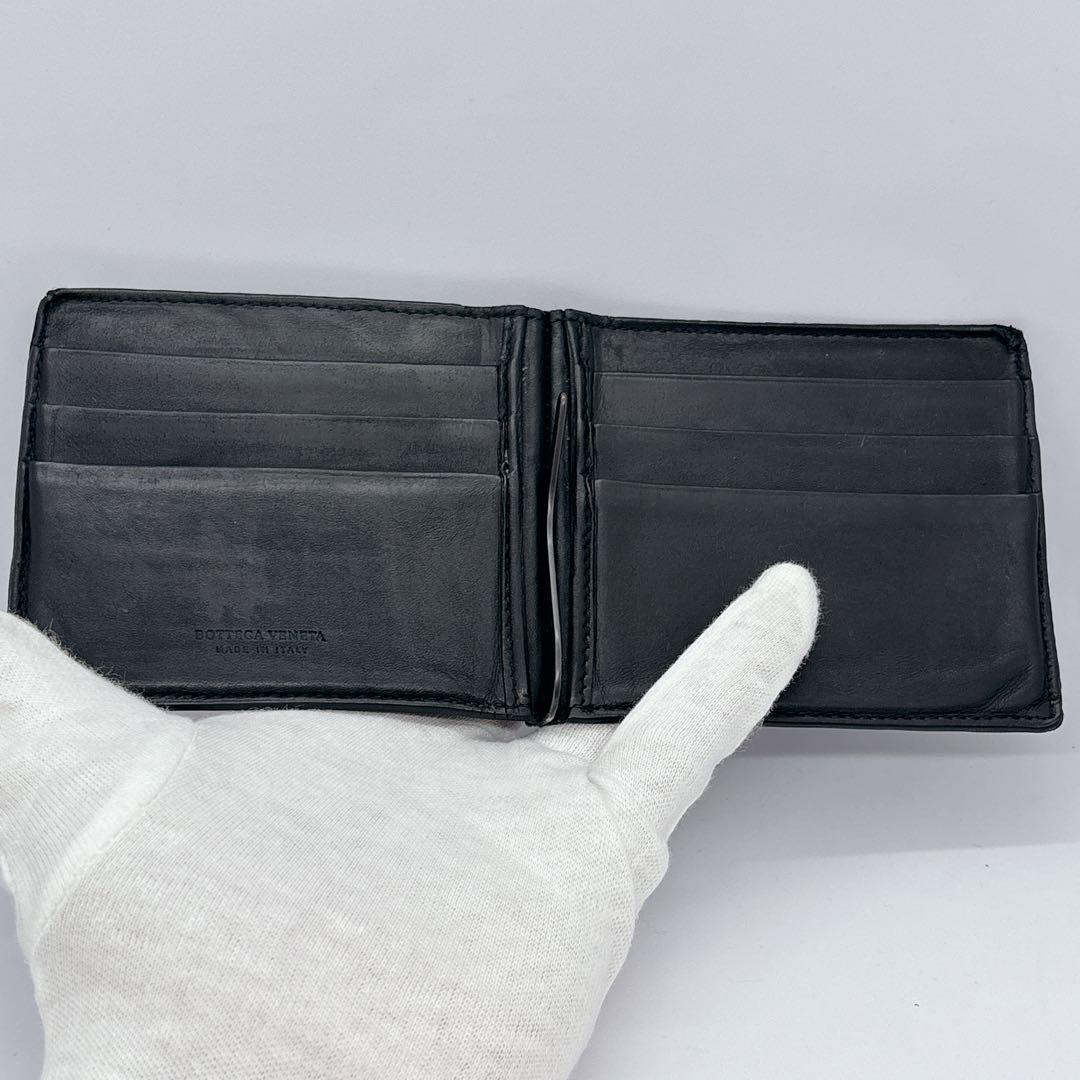 ボッテガヴェネタ　二つ折り財布　マネークリップ　イントレチャート　レザー