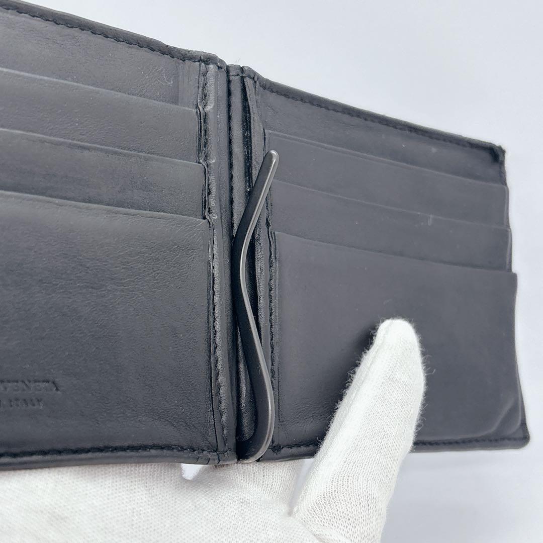 ボッテガヴェネタ　二つ折り財布　マネークリップ　イントレチャート　レザー