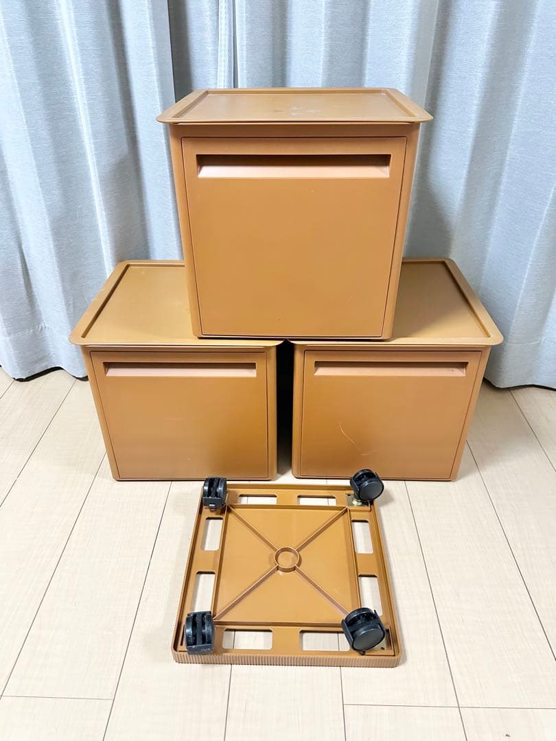 タッパーウエア マルチオーガナイザー 3段 キャスター付き ブラウン