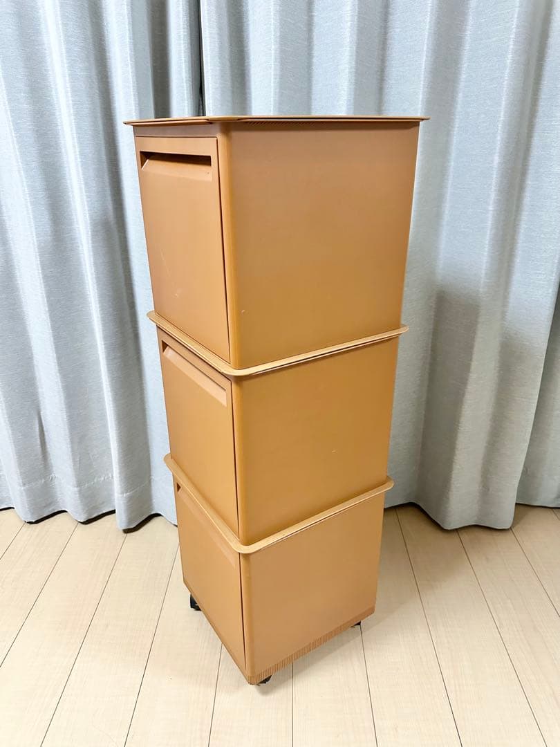 タッパーウエア マルチオーガナイザー 3段 キャスター付き ブラウン