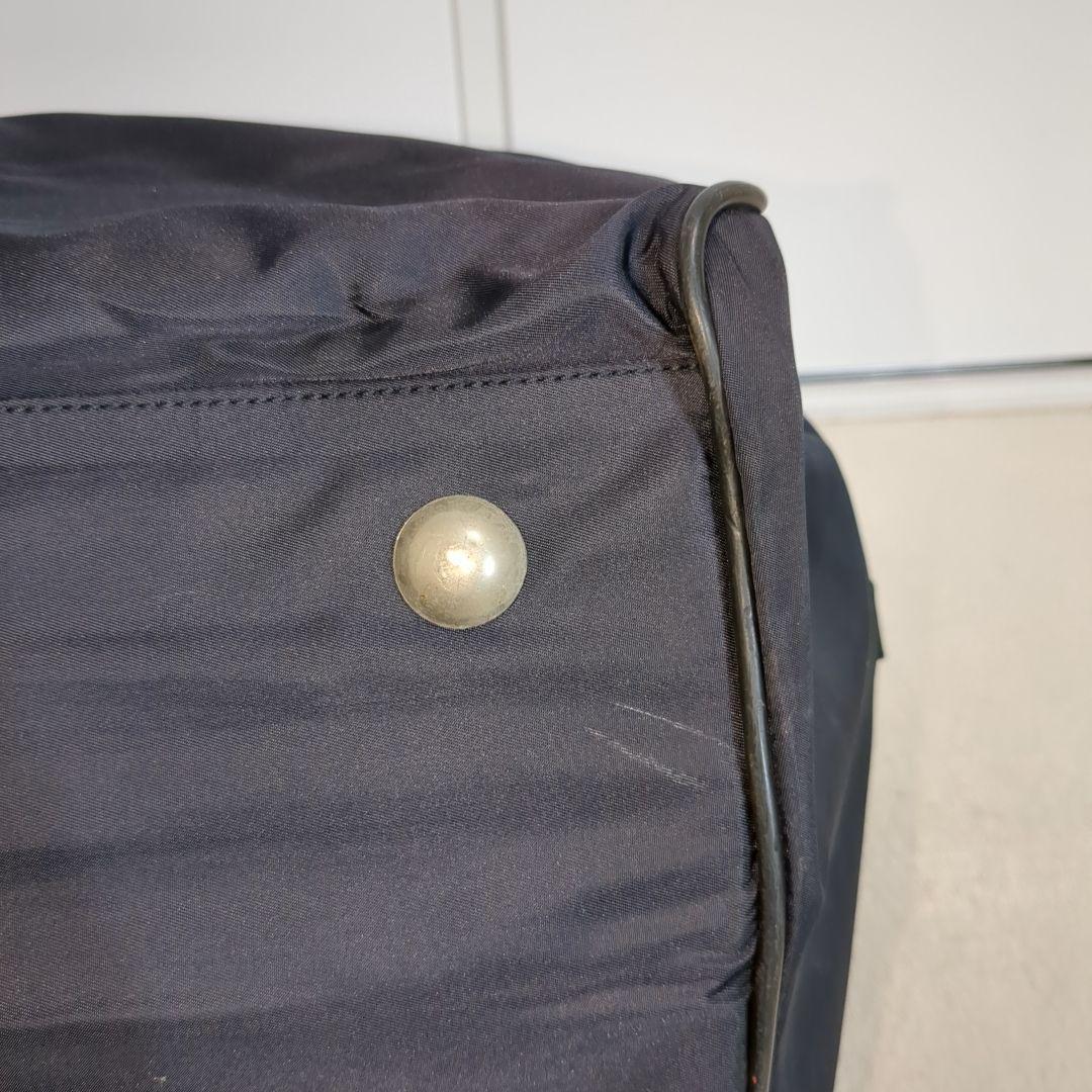 プラダ ボストンバッグ 三角ロゴ 希少色 ネイビー レザーハンドル 大容量