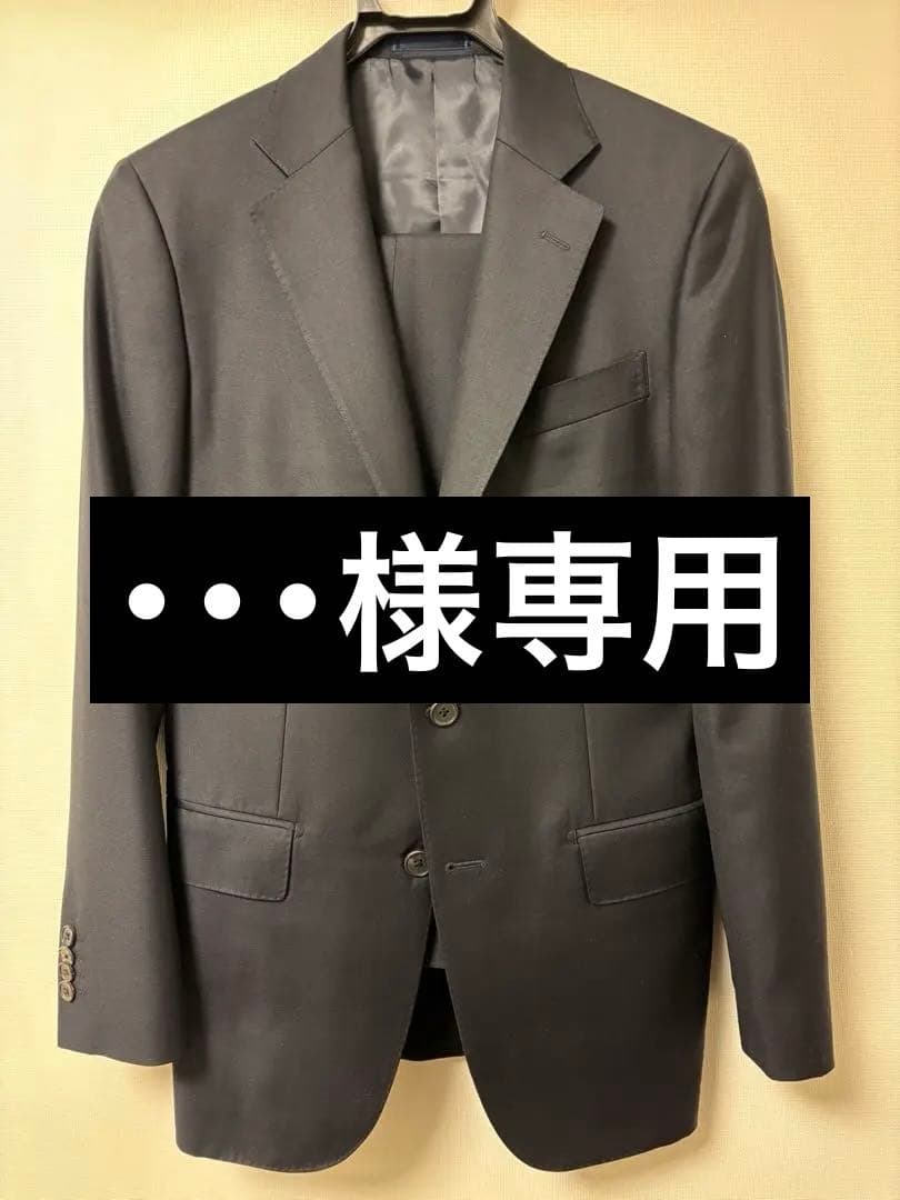 【値下げ】バーニーズ　カノニコ製生地　ネイビー　ウールソリッドスーツ サイズ44