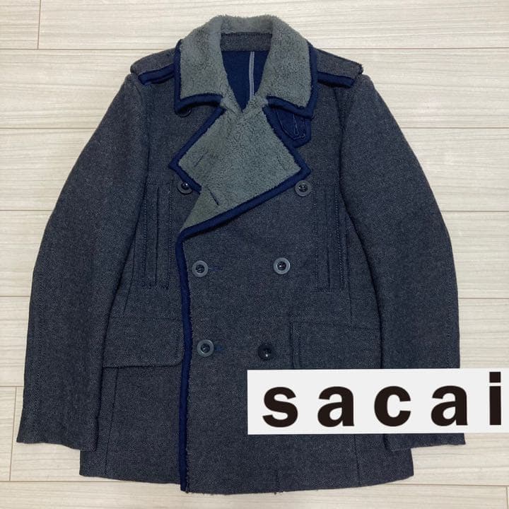 専用■sacai サカイ■ウール ピーコート 裏ボア インディゴ Pコート 1