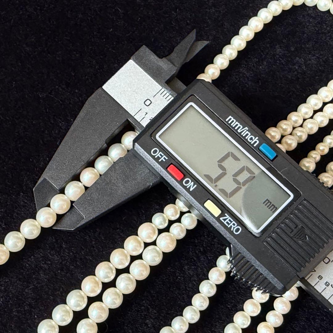 ☆極美品☆リアルパール　3連グラデーションパールネックレス　シルバー