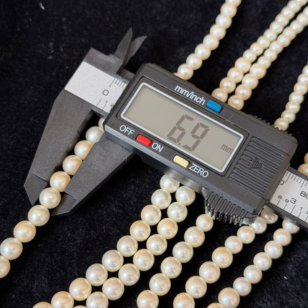 ☆極美品☆リアルパール　3連グラデーションパールネックレス　シルバー