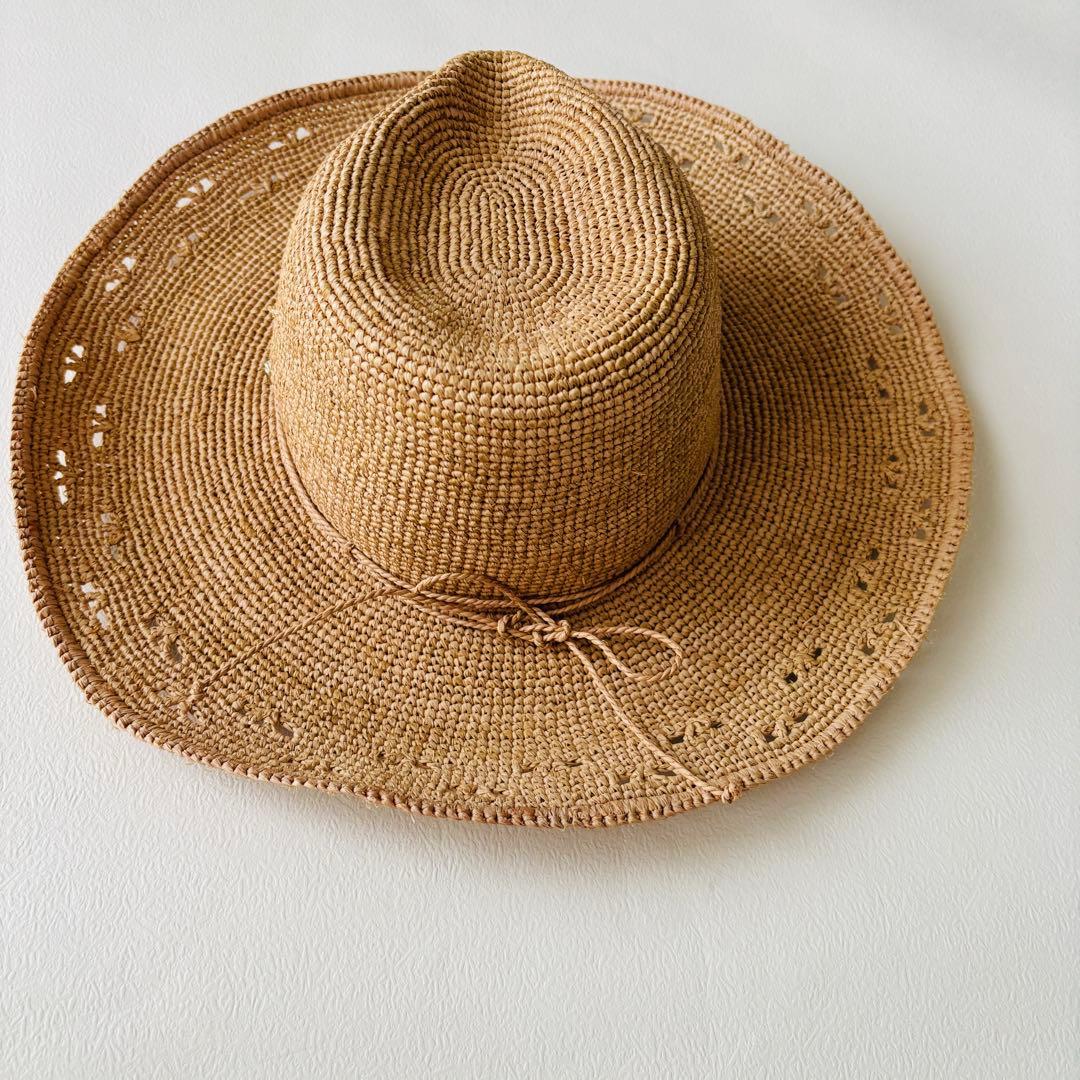 ヘレンカミンスキー 麦わら帽子 ラフィアハット つば広 ベージュ 夏 紫外線対策