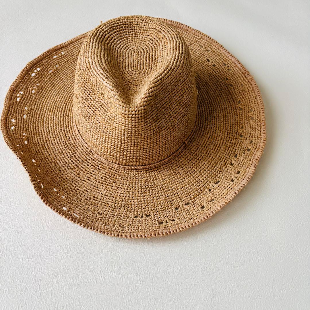 ヘレンカミンスキー 麦わら帽子 ラフィアハット つば広 ベージュ 夏 紫外線対策