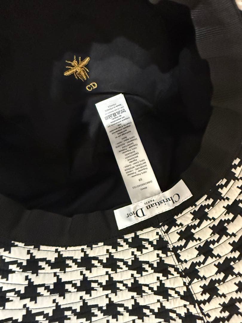 クリスチャンディオール　バケットハット　格子柄　ベール