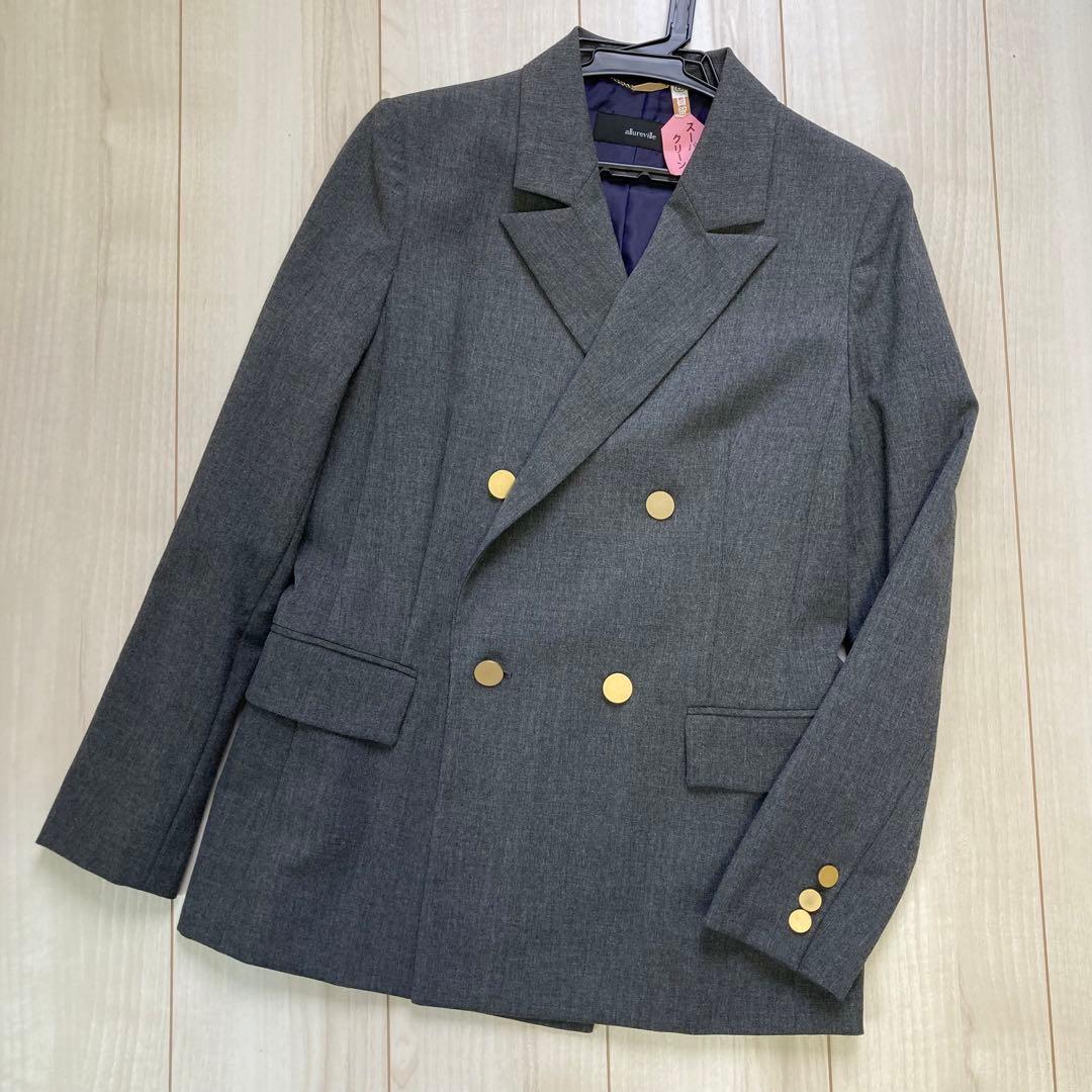 allureville リオペルダブルブレストジャケット　S 金ボタン　グレー