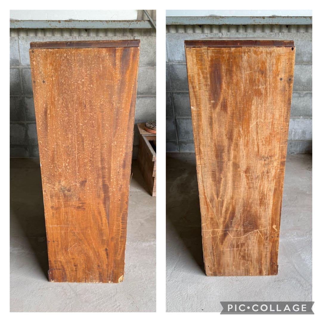 木製アンティーク箪笥 ガラス扉付き　古い　収納　家具　茶箪笥　手渡しのみ