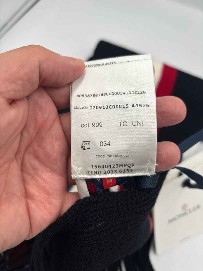 MONCLER マフラー ネイビー/ホワイト/レッド