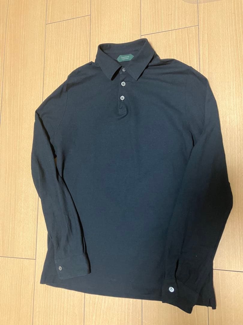 ザノーネ　アイスコットン　長袖ポロシャツ 46 ネイビー